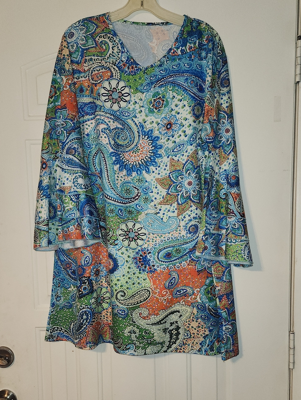 Bright Paisley V-Neck Tunic Dress